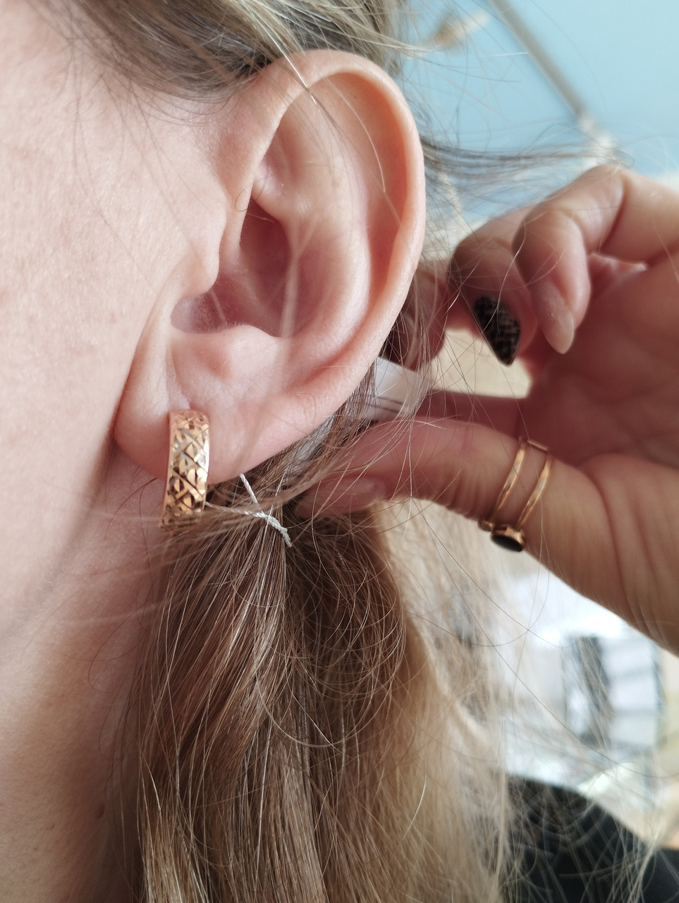 Золоті сережки без вставок - Зображення 3