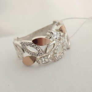 Срібне кільце із золотими пластинами