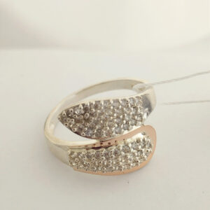 Срібне кільце із золотими пластинами