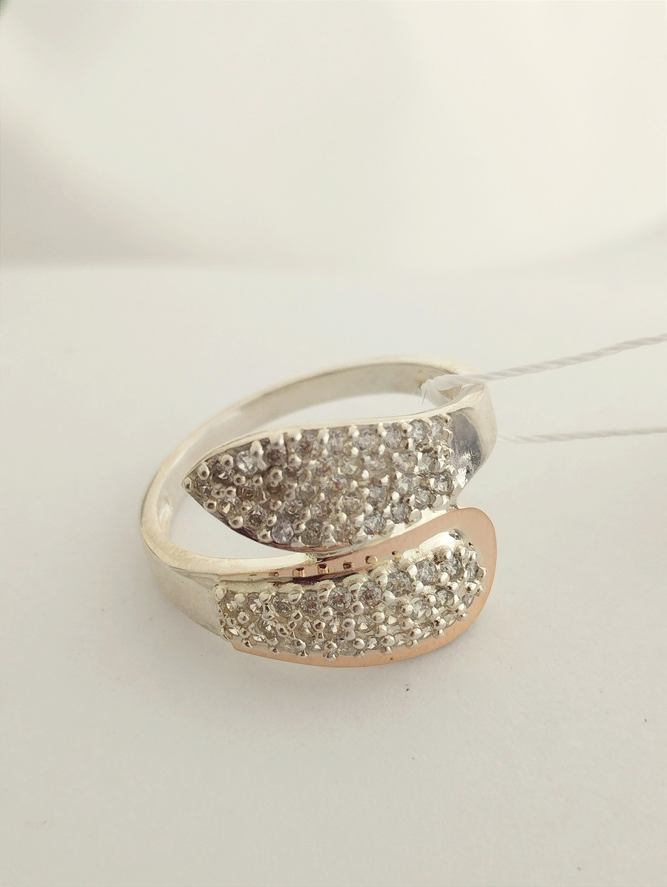 Срібне кільце із золотими пластинами