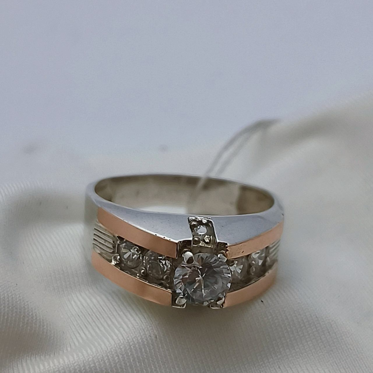 Кільце срібне 925 проби з золотими пластинами 375 проби