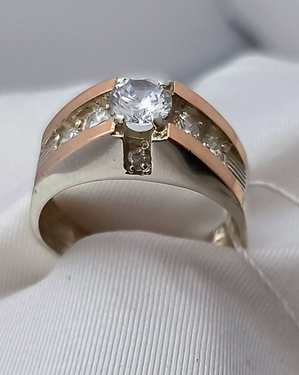 Кільце срібне 925 проби з золотими пластинами 375 проби - Зображення 5