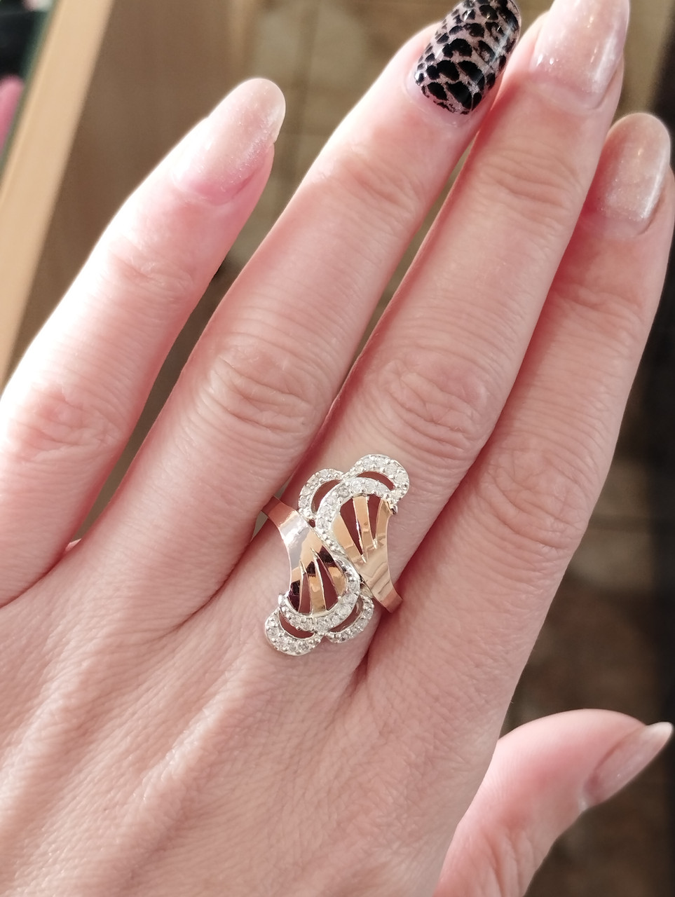 Кільце срібне 925 проби з напаяної золотою пластиною "Фаріда" - Зображення 2