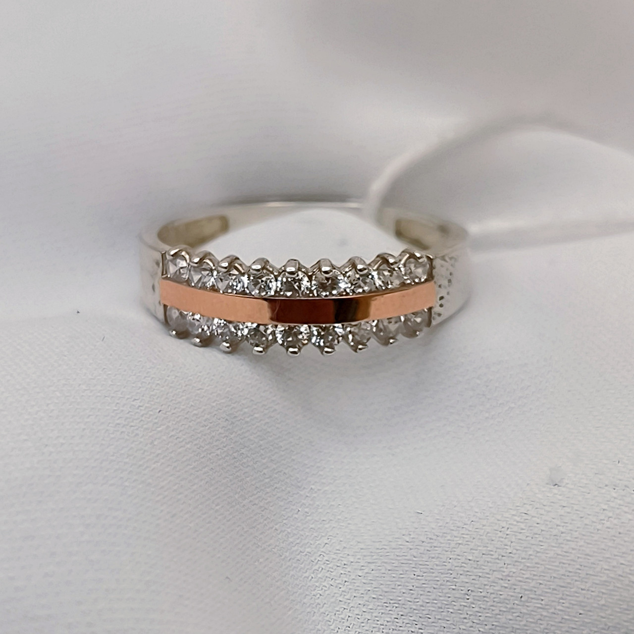 Срібне кільце 925 проби з напаяною пластиною золота 375 проби