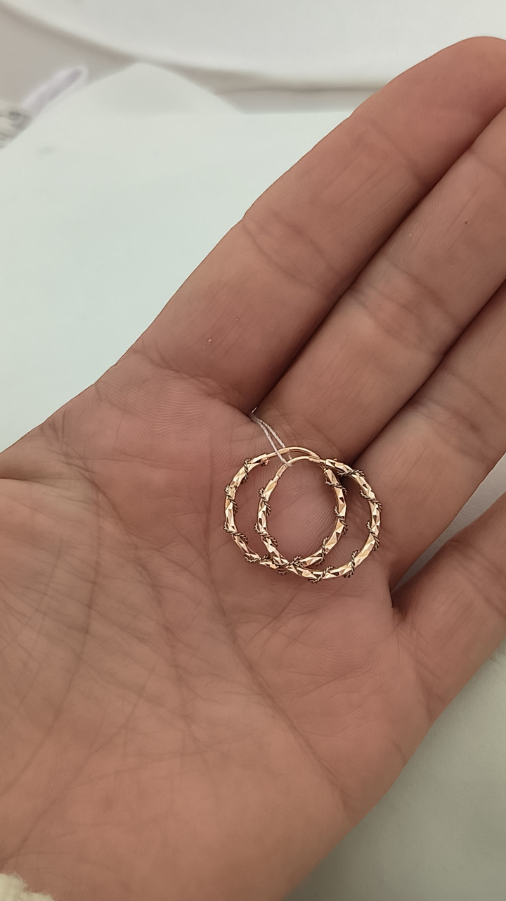 Золоті сережки кільця 585 проби - Зображення 2