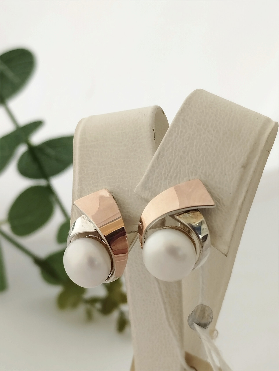 Срібні сережки із золотими пластинами