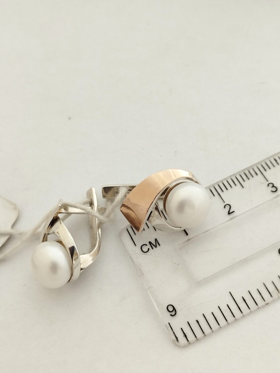 Срібні сережки із золотими пластинами - Зображення 2