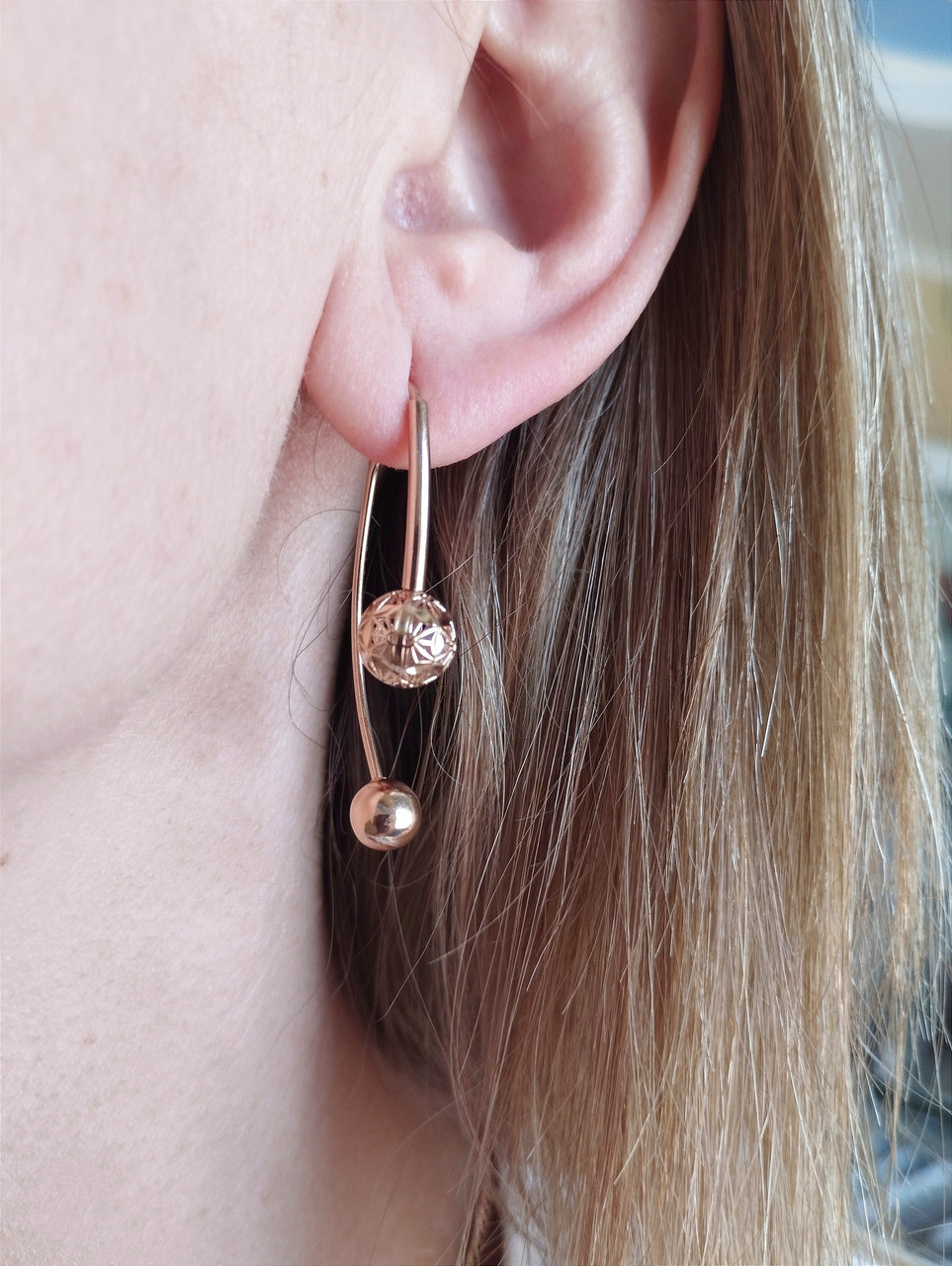 Золоті сережки кулі - Зображення 3