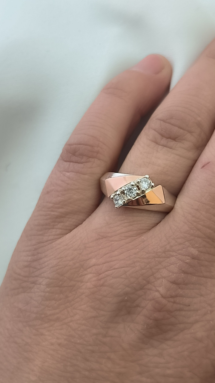 Срібне кільце 925 проби з пластиною золота - Зображення 2