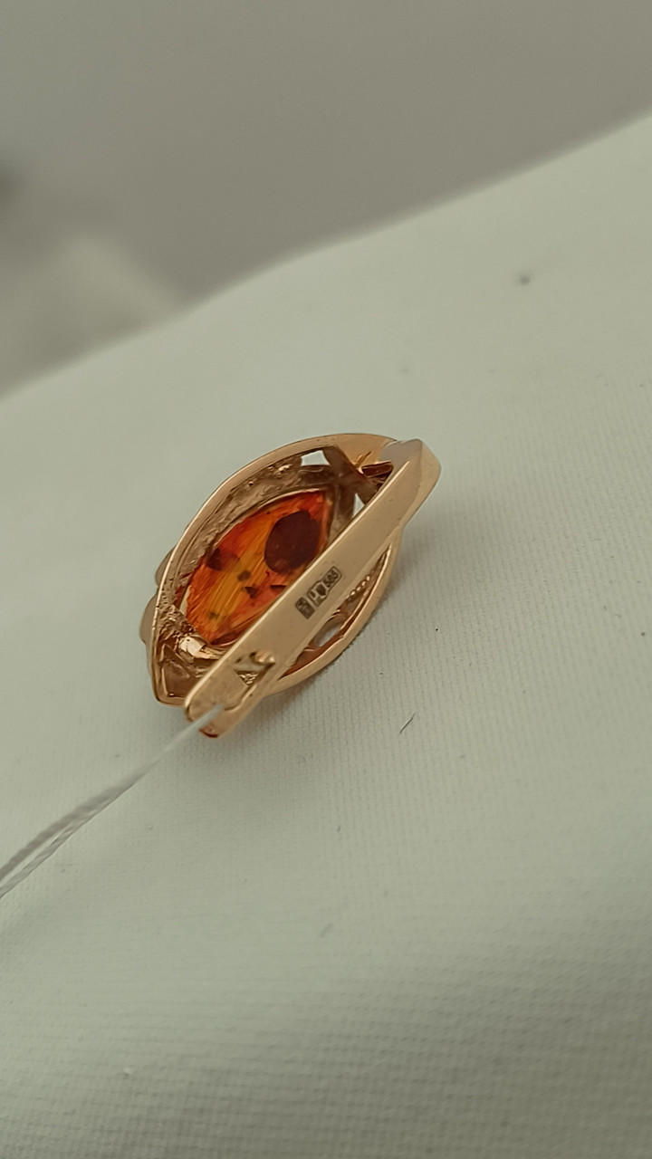 Золоті сережки з бурштином 585 проби - Зображення 2