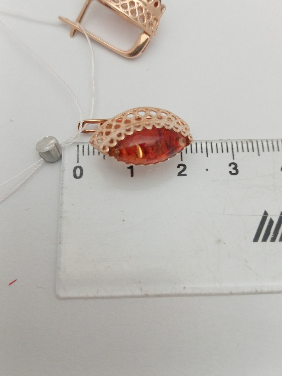 Золоті сережки з бурштином - Зображення 2