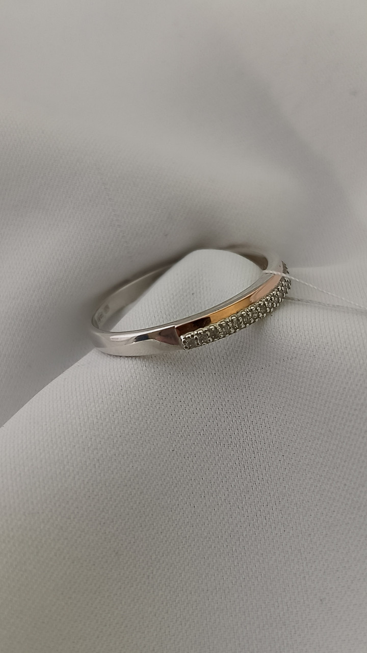 Срібне кільце 925 проби з напаяною пластиною золота 375 проби - Зображення 4