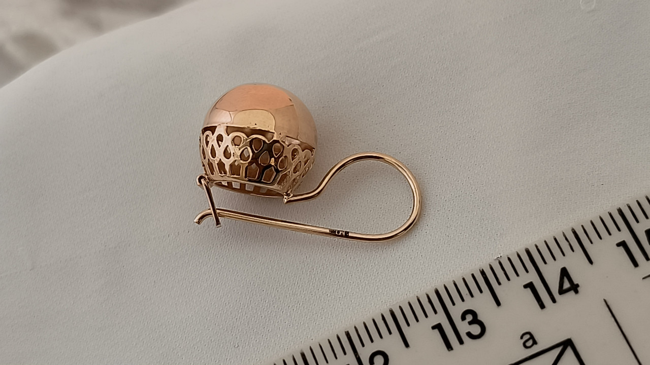 Сережки золоті жіночі 585 проби на петельці - Зображення 3