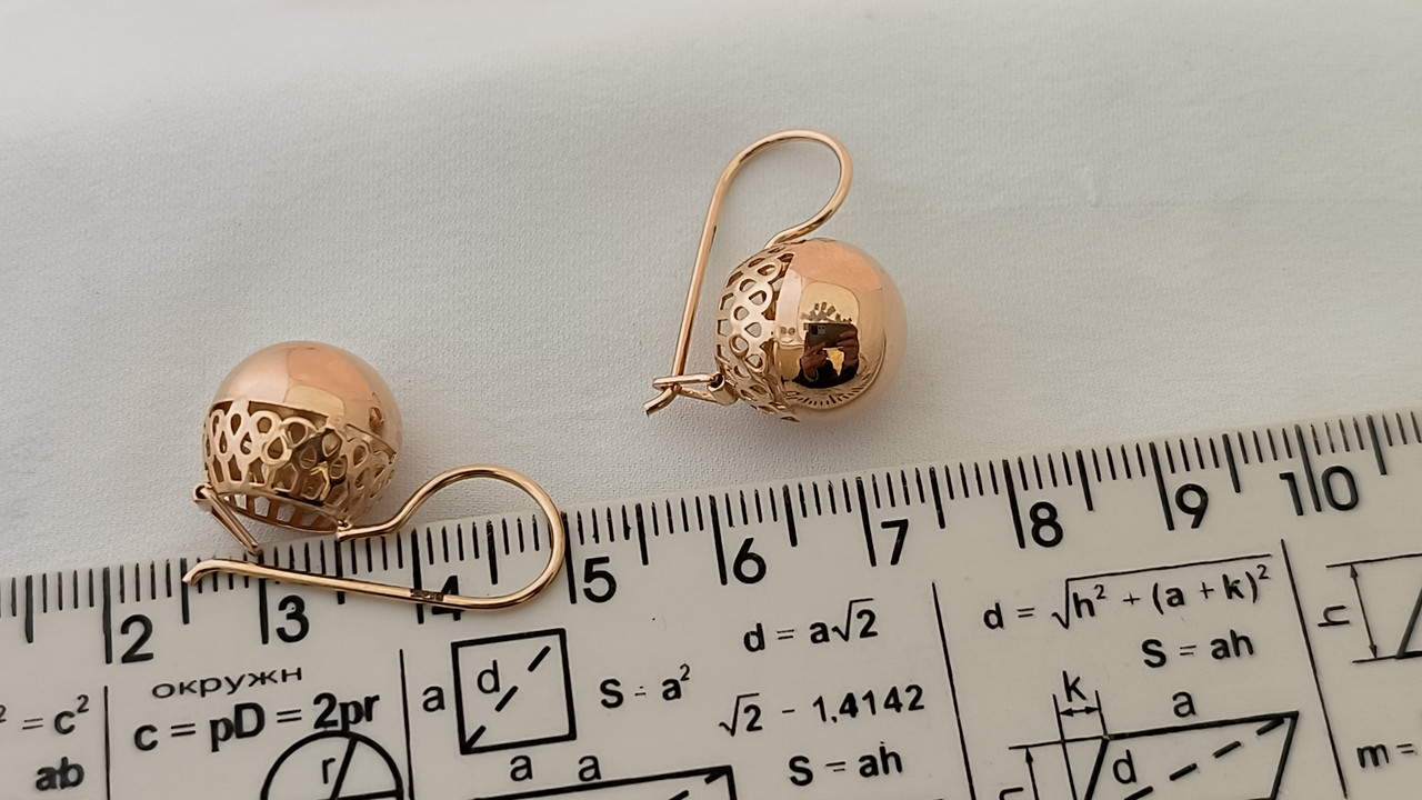 Сережки золоті жіночі 585 проби на петельці - Зображення 4