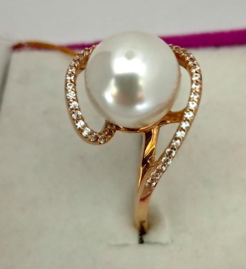 Золоте кільце з перлами - Зображення 2