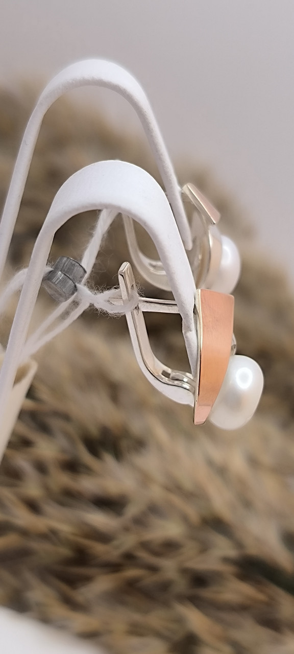 Срібні сережки із золотими пластинами - Зображення 5