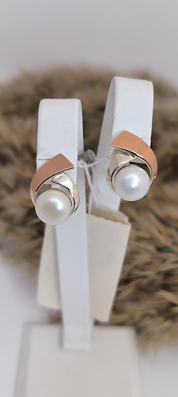 Срібні сережки із золотими пластинами - Зображення 6