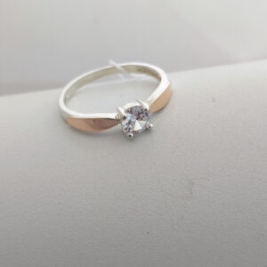 Срібне кільце із золотими пластинами