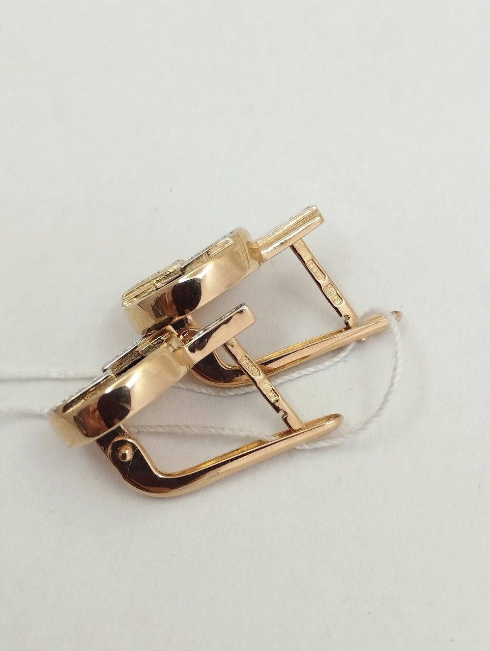 Золоті сережки з агатом і цирконієм - Зображення 4