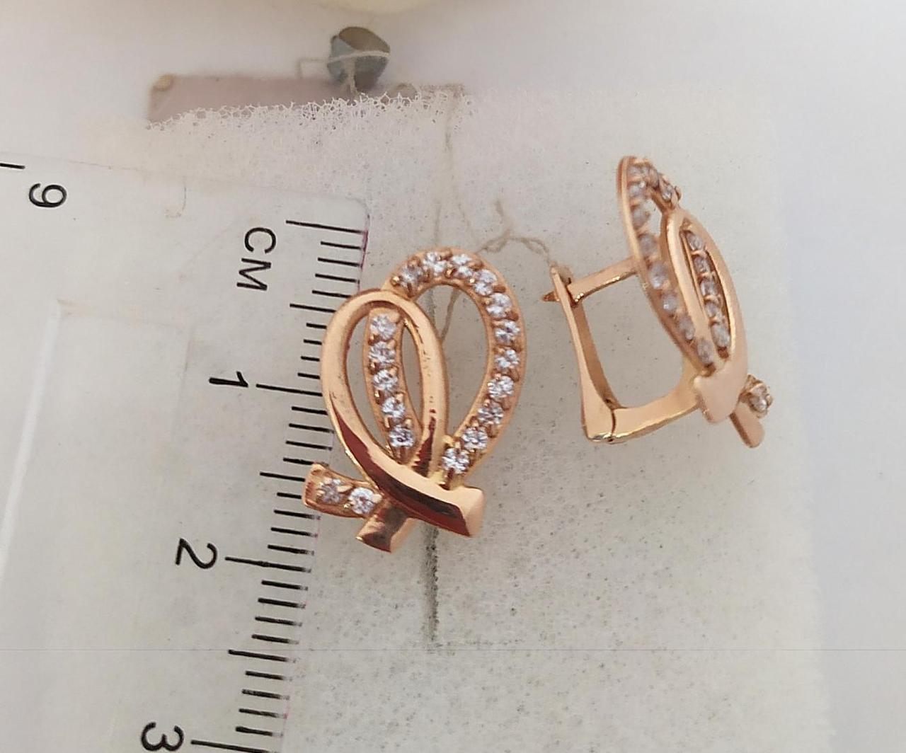 Сережки золоті з цирконієм. - Зображення 3