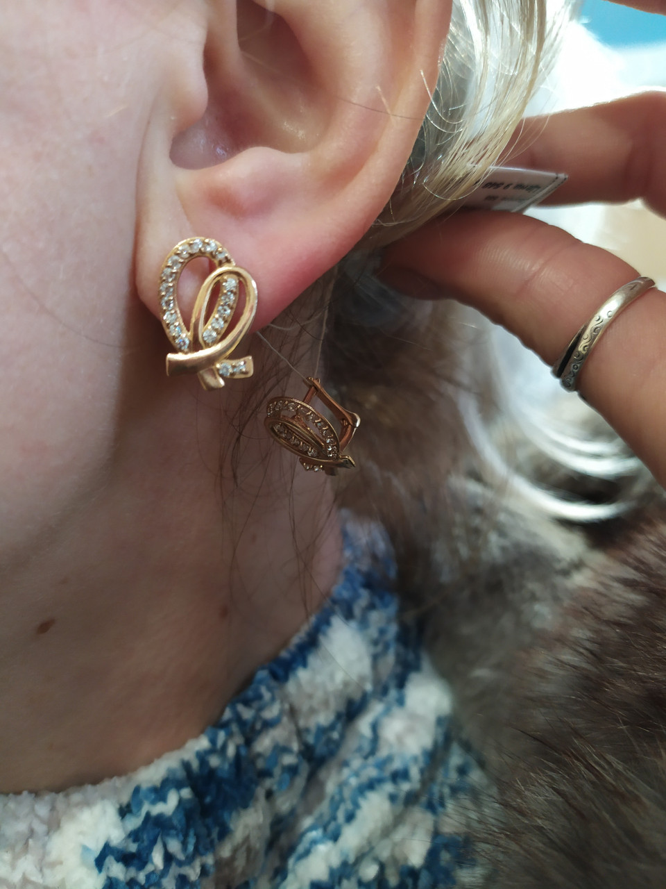 Сережки золоті з цирконієм. - Зображення 4