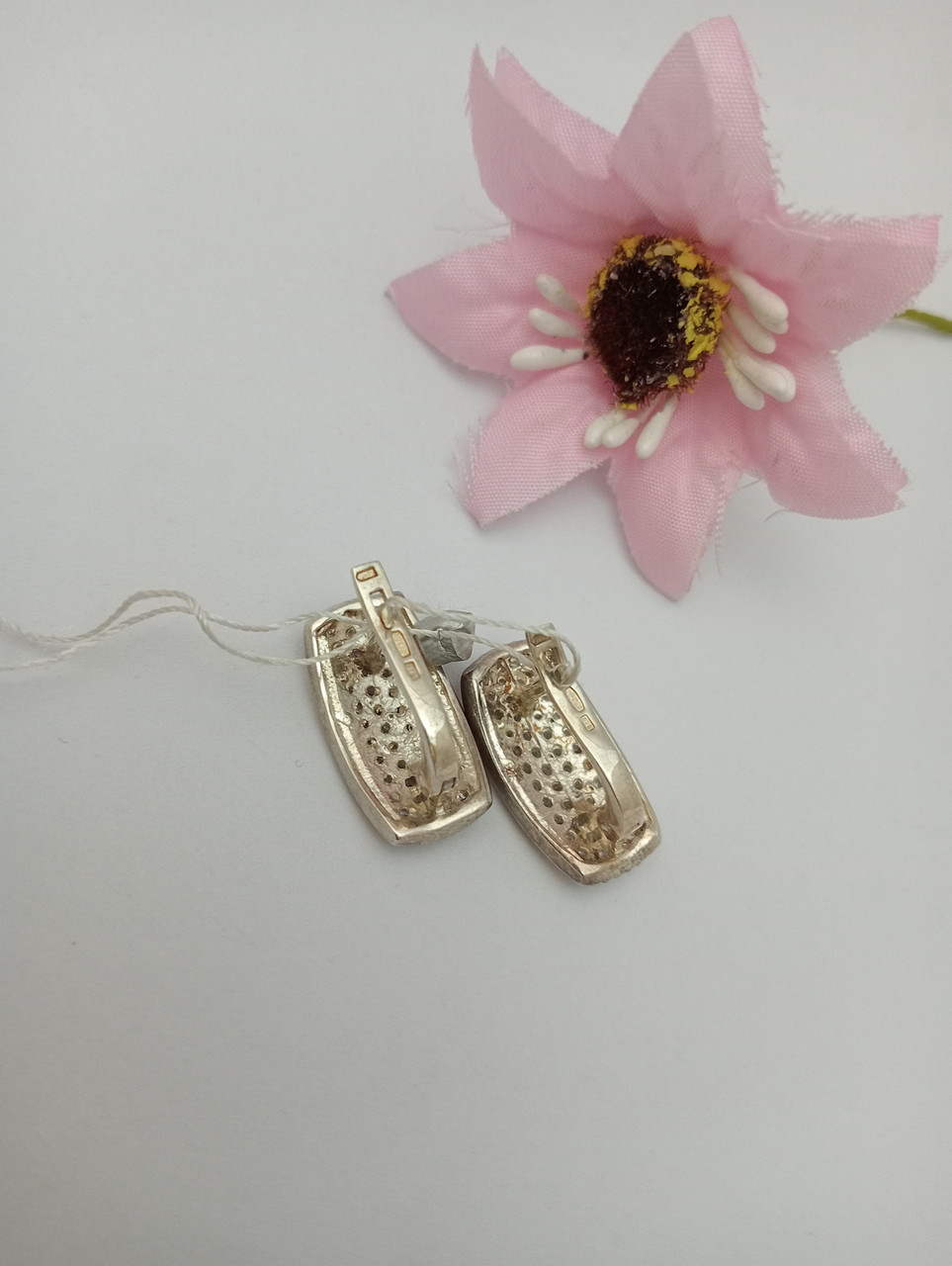 Срібні сережки з напаяними пластинами 375 проби - Зображення 3