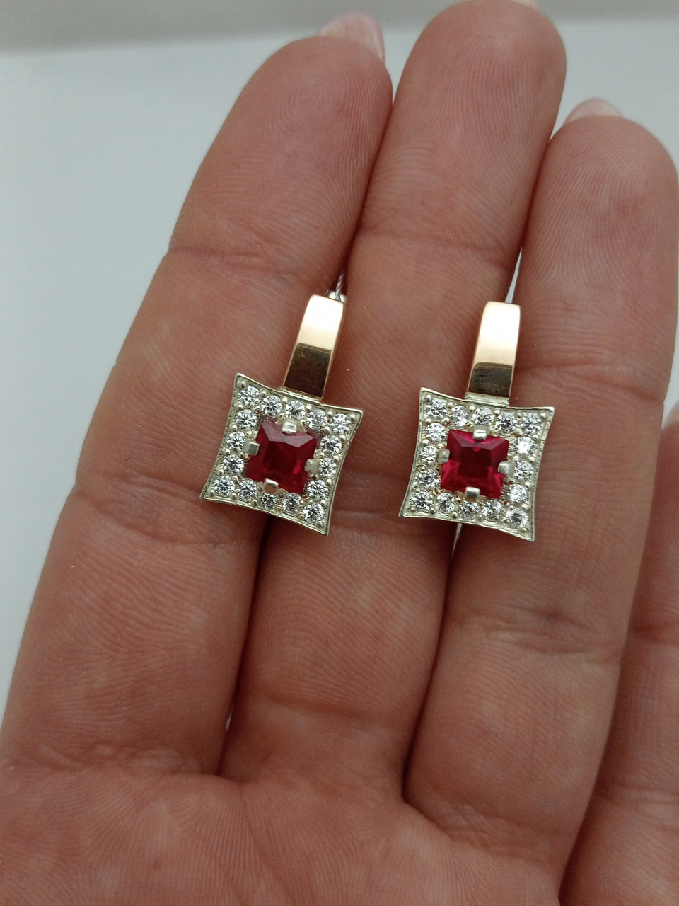 Срібні сережки з пластинами золота - Зображення 3