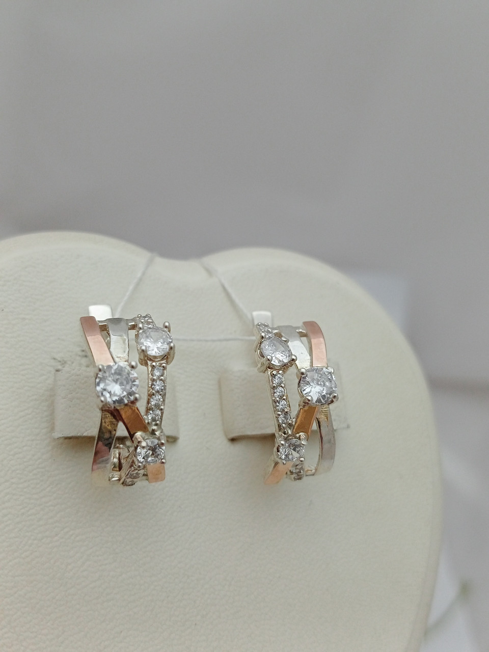 Срібні сережки з напаяними пластинами золота