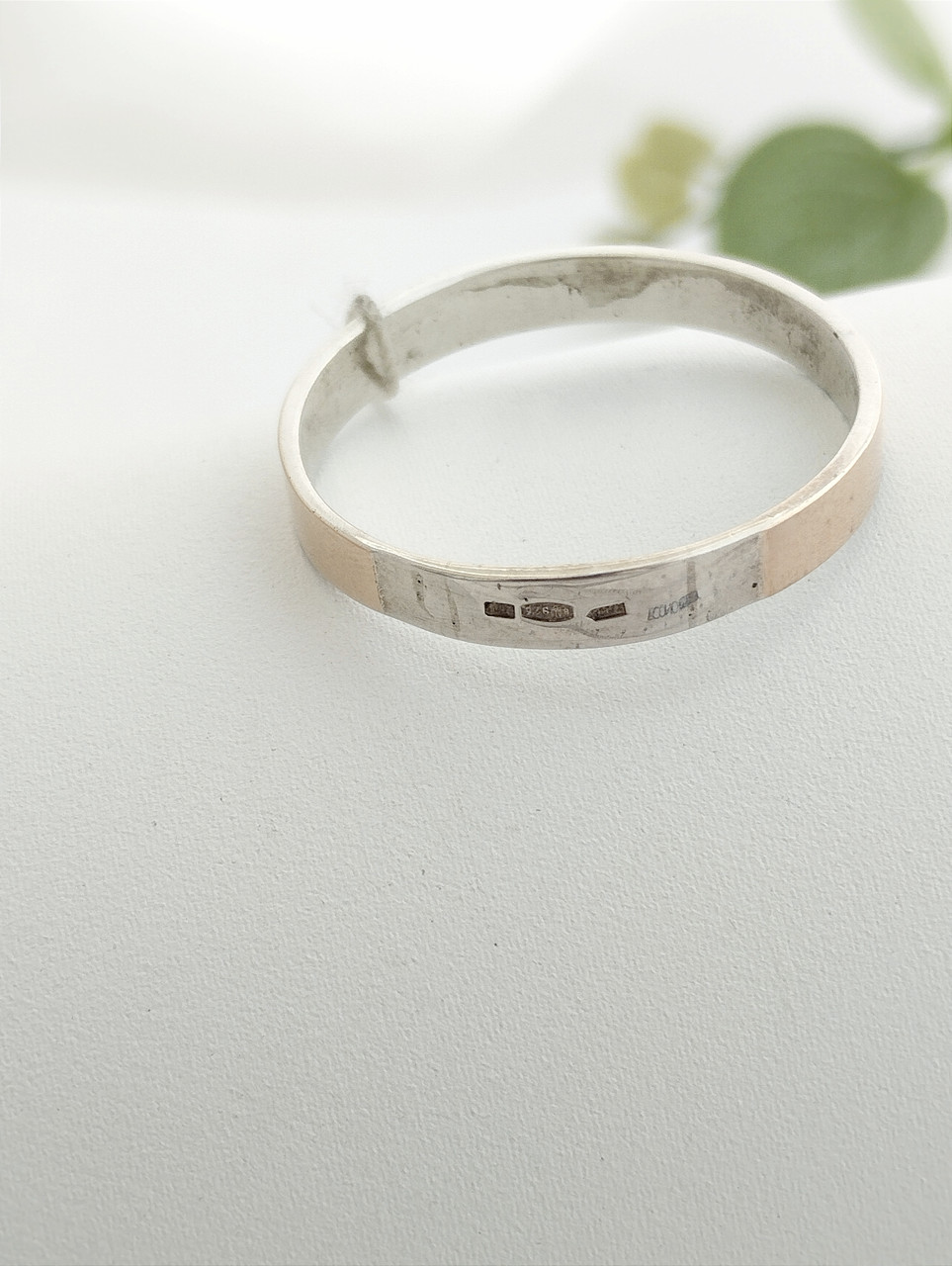 Срібне обручне кільце із золотими пластинами - Зображення 3