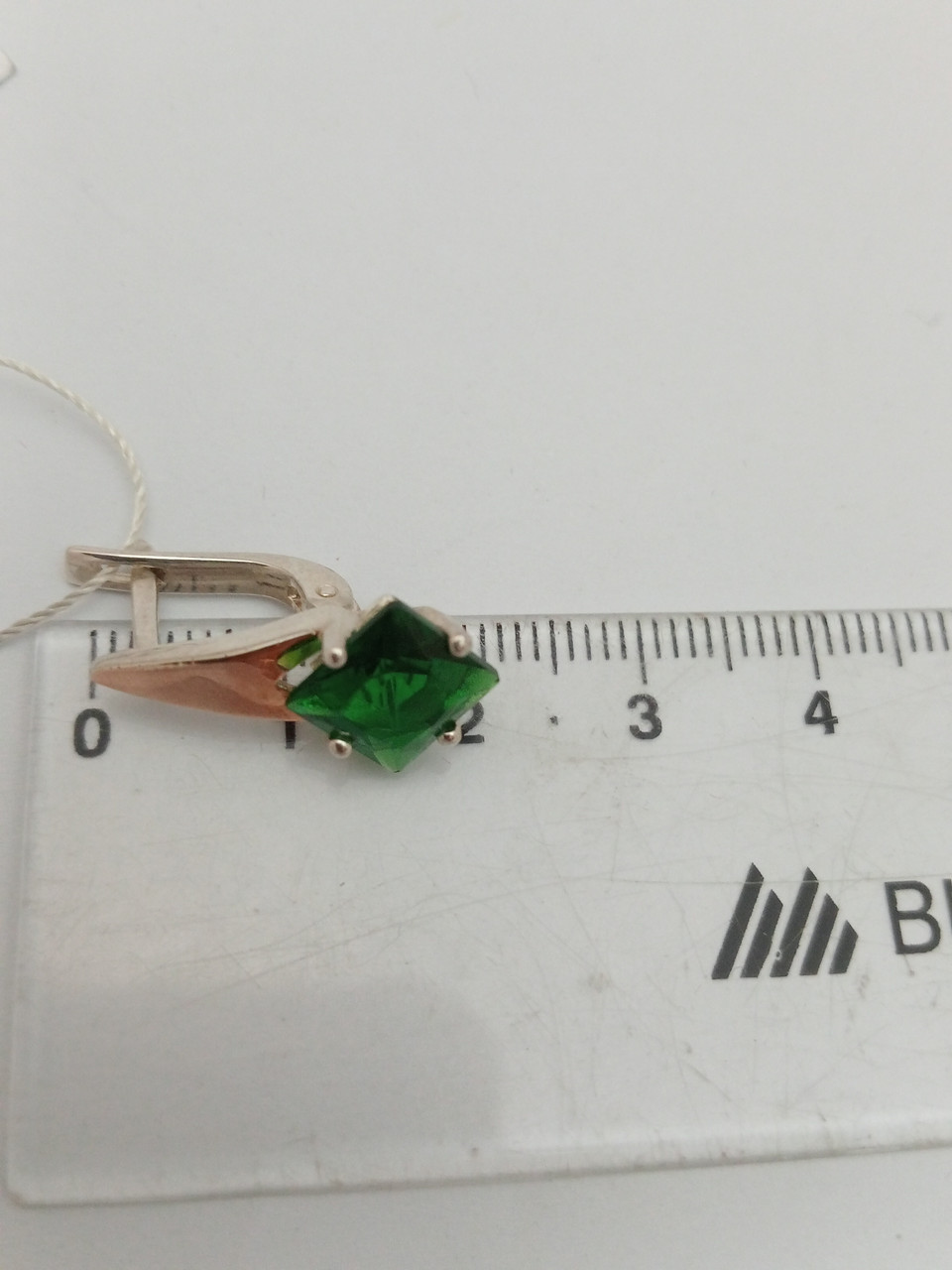 Срібні сережки з камінцями з напаяними пластинами золота 375 проби - Зображення 2