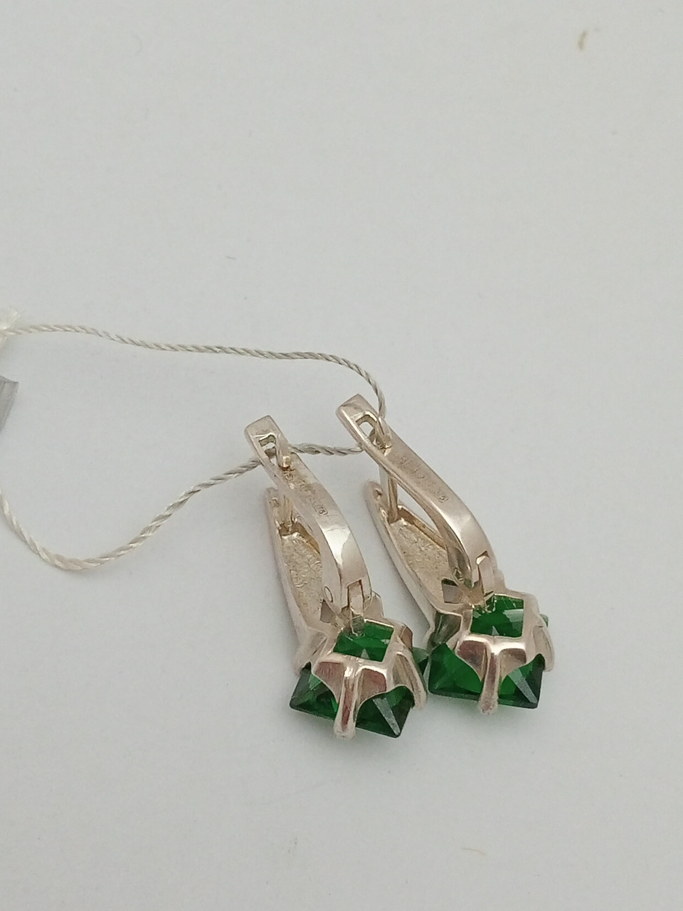 Срібні сережки з камінцями з напаяними пластинами золота 375 проби - Зображення 3