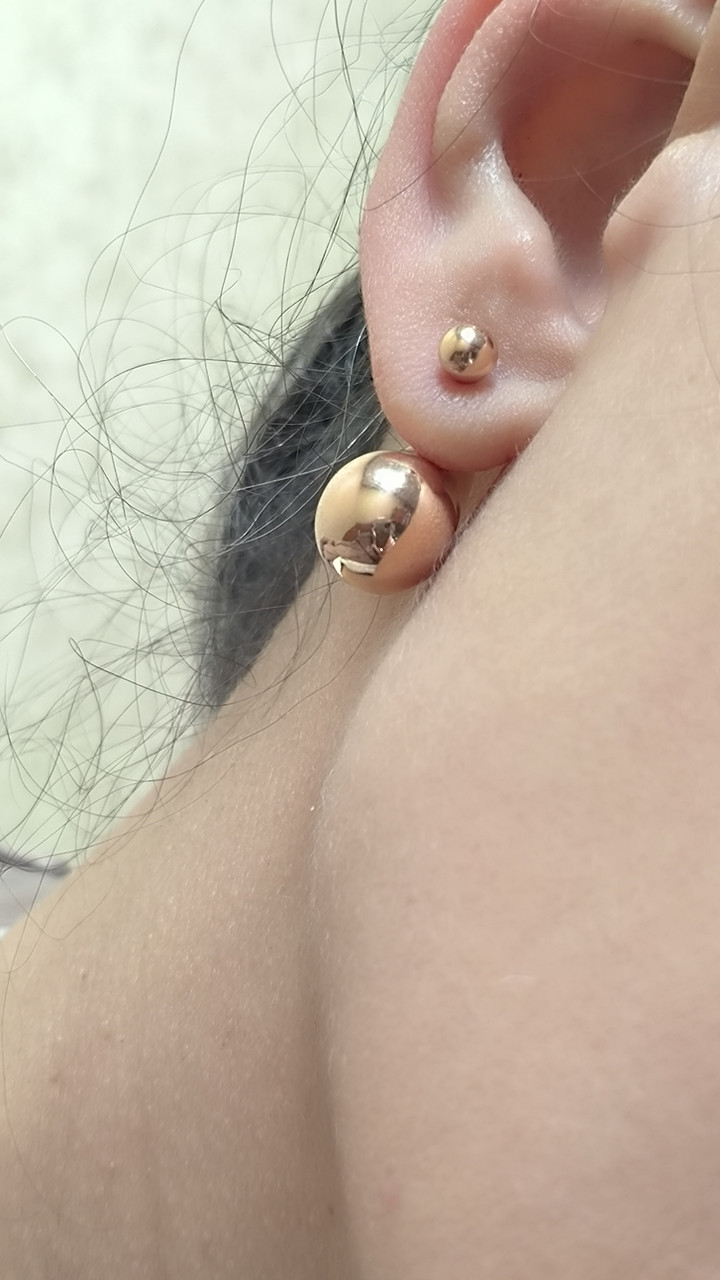 Золоті сережки крапелькою 585 проби без вставок пусети - Зображення 2