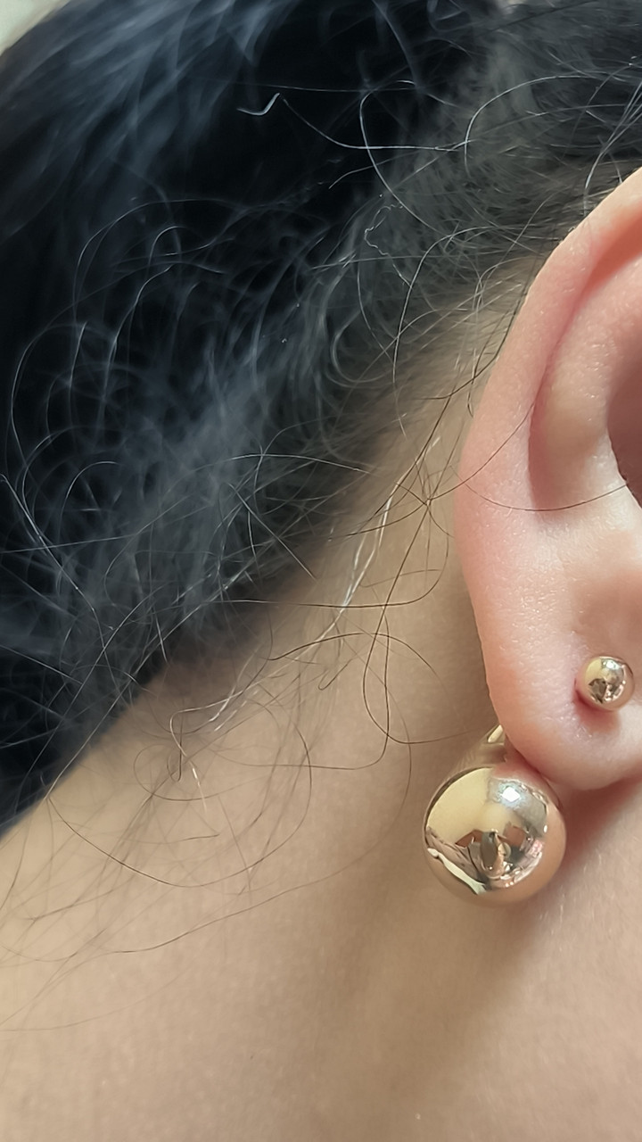 Золоті сережки крапелькою 585 проби без вставок пусети - Зображення 3