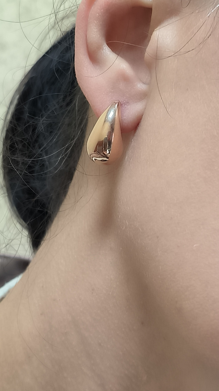 Золоті сережки крапелькою 585 проби без вставок пусети - Зображення 4