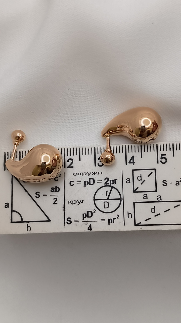 Золоті сережки крапелькою 585 проби без вставок пусети - Зображення 5