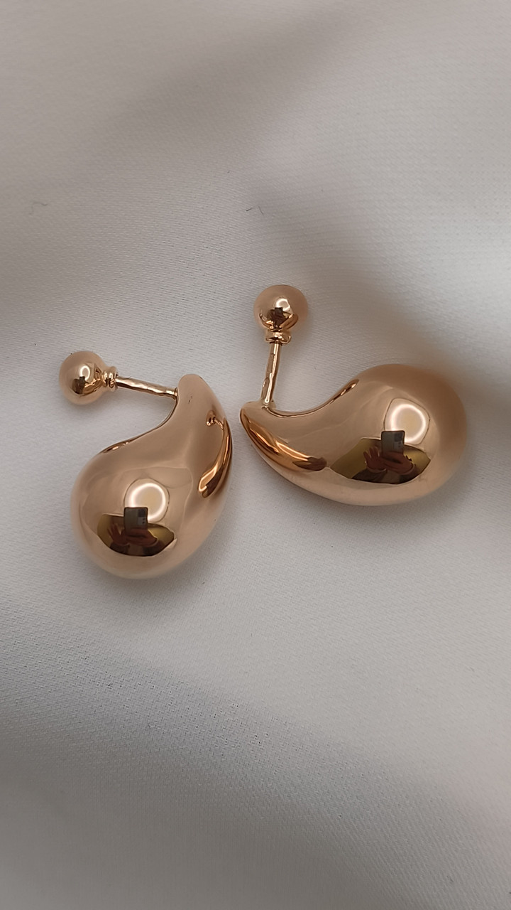 Золоті сережки крапелькою 585 проби без вставок пусети - Зображення 6