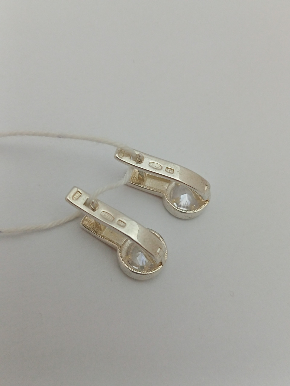 Срібні сережки 925 проби з напаяними пластинами золота 375 з англійської застібки. - Зображення 2