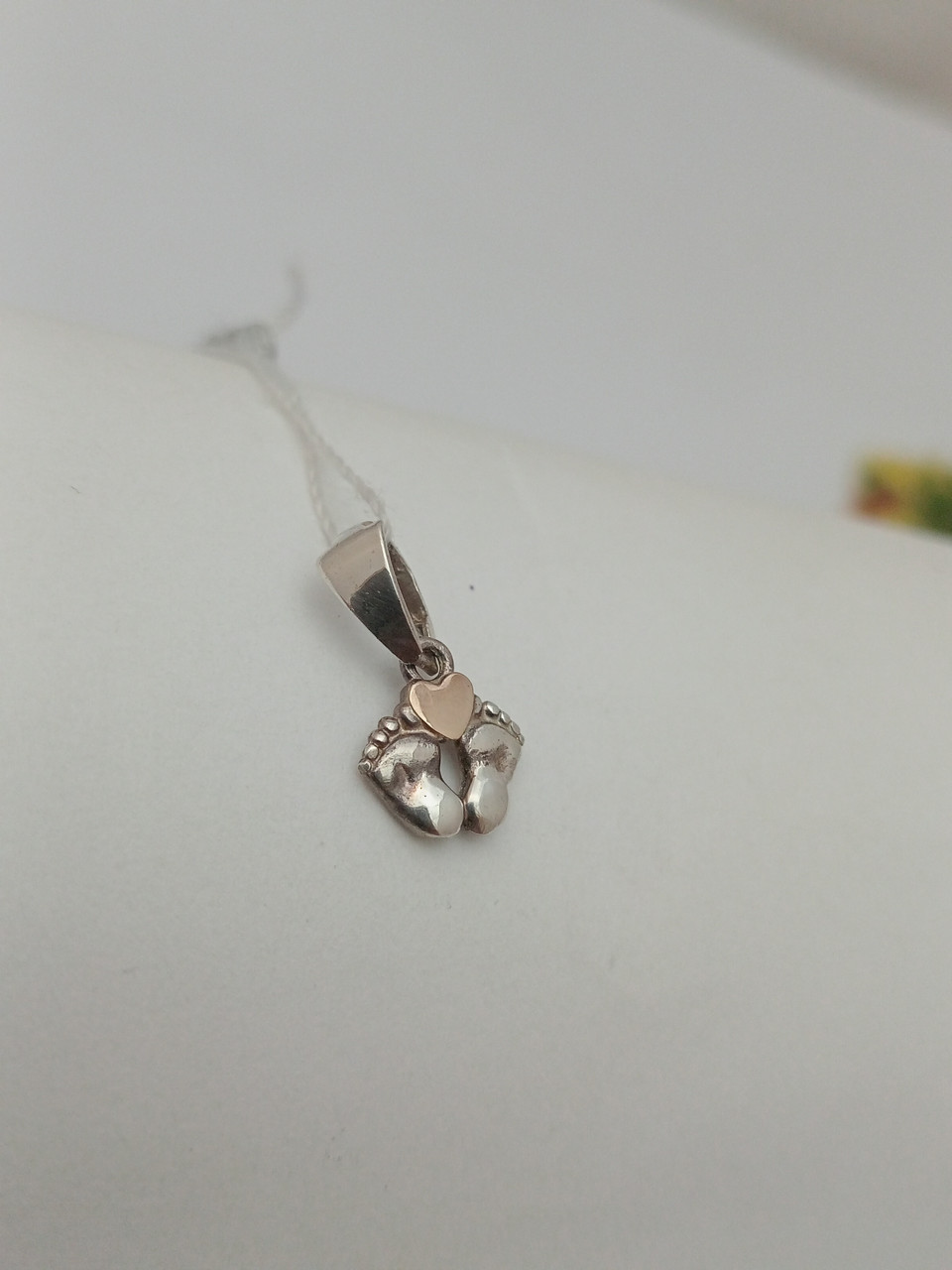 Срібний кулон п'ятки 925 проби з напаяними пластинами золота 375 проби - Зображення 3