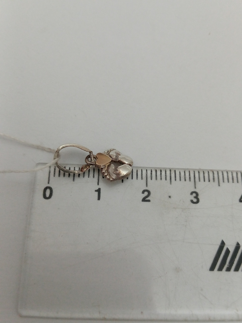 Срібний кулон п'ятки 925 проби з напаяними пластинами золота 375 проби - Зображення 4