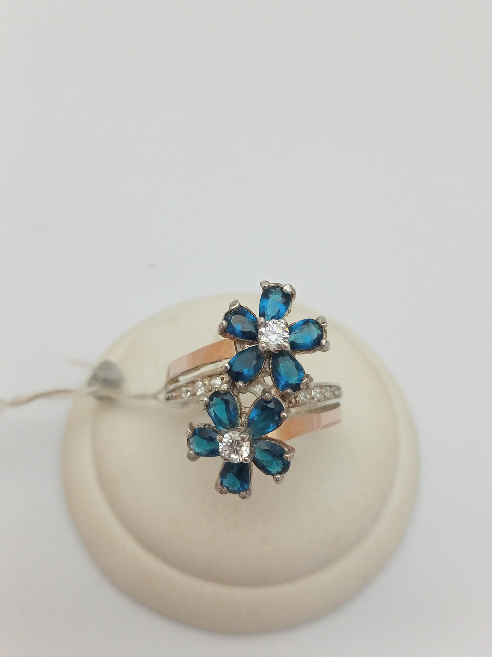 Срібне кільце 925 проби з напаяними пластинами золота 375 проби