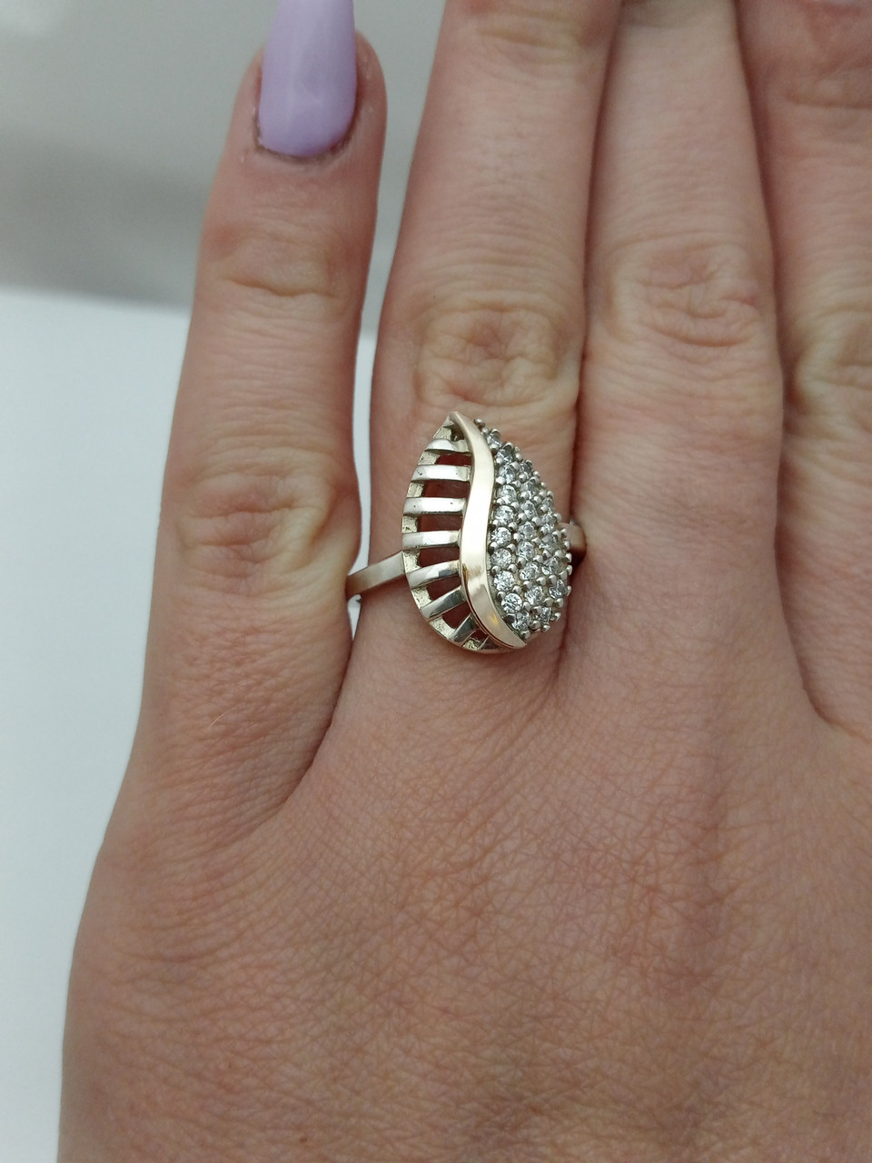 Срібне кільце 925 проби з напаяними пластинами золота 375 проби - Зображення 3