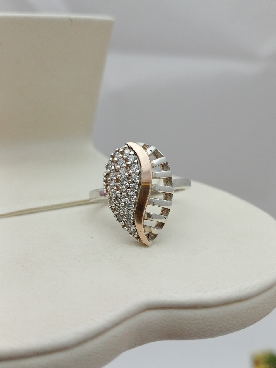 Срібне кільце 925 проби з напаяними пластинами золота 375 проби - Зображення 5