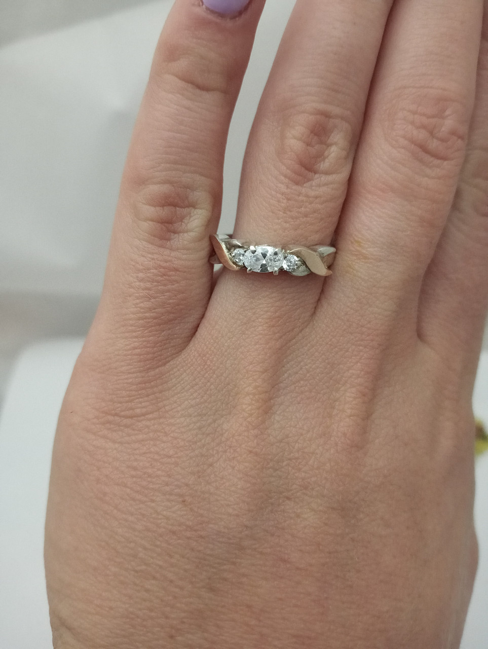 Срібне кільце 925 проби з напаяними пластинами золота 375 проби - Зображення 3