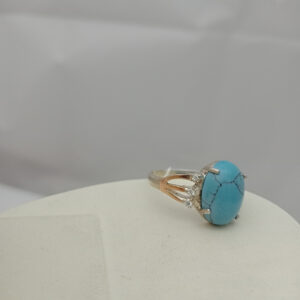 Срібне кільце 925 проби з напаяними пластинами золота 375 проби з бірюзою