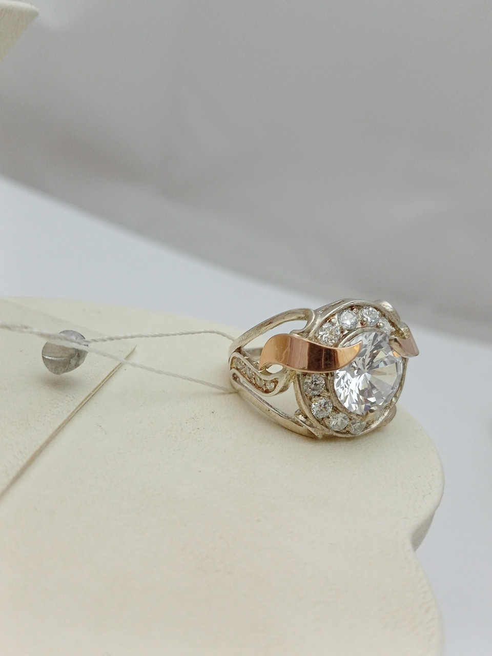 Срібне кільце 925 проби з напаяними пластинами золота 375 проби