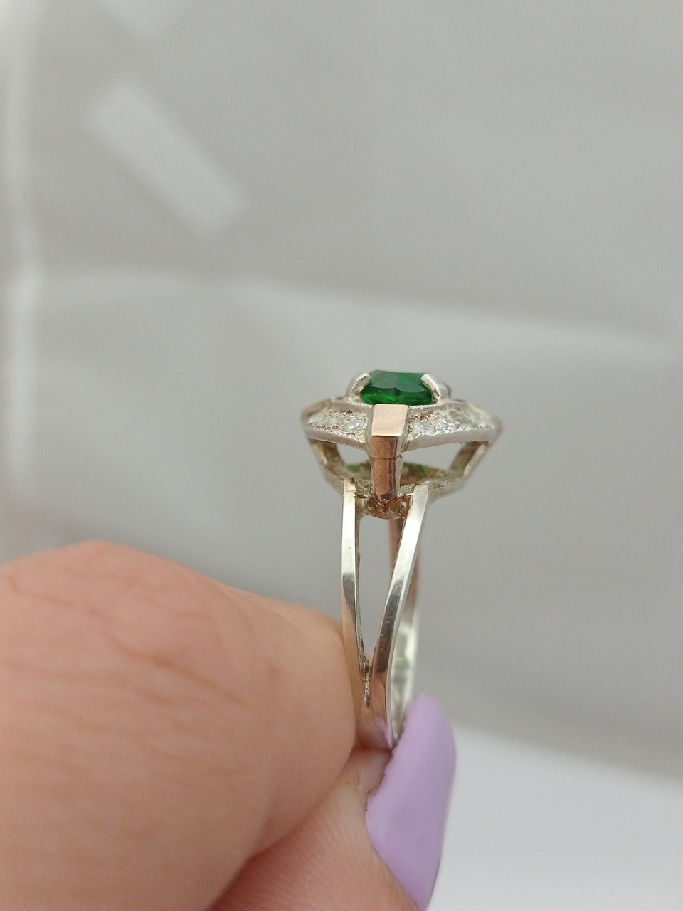 Срібне кільце 925 проби з напаяними пластинами золота 375 проби - Зображення 2