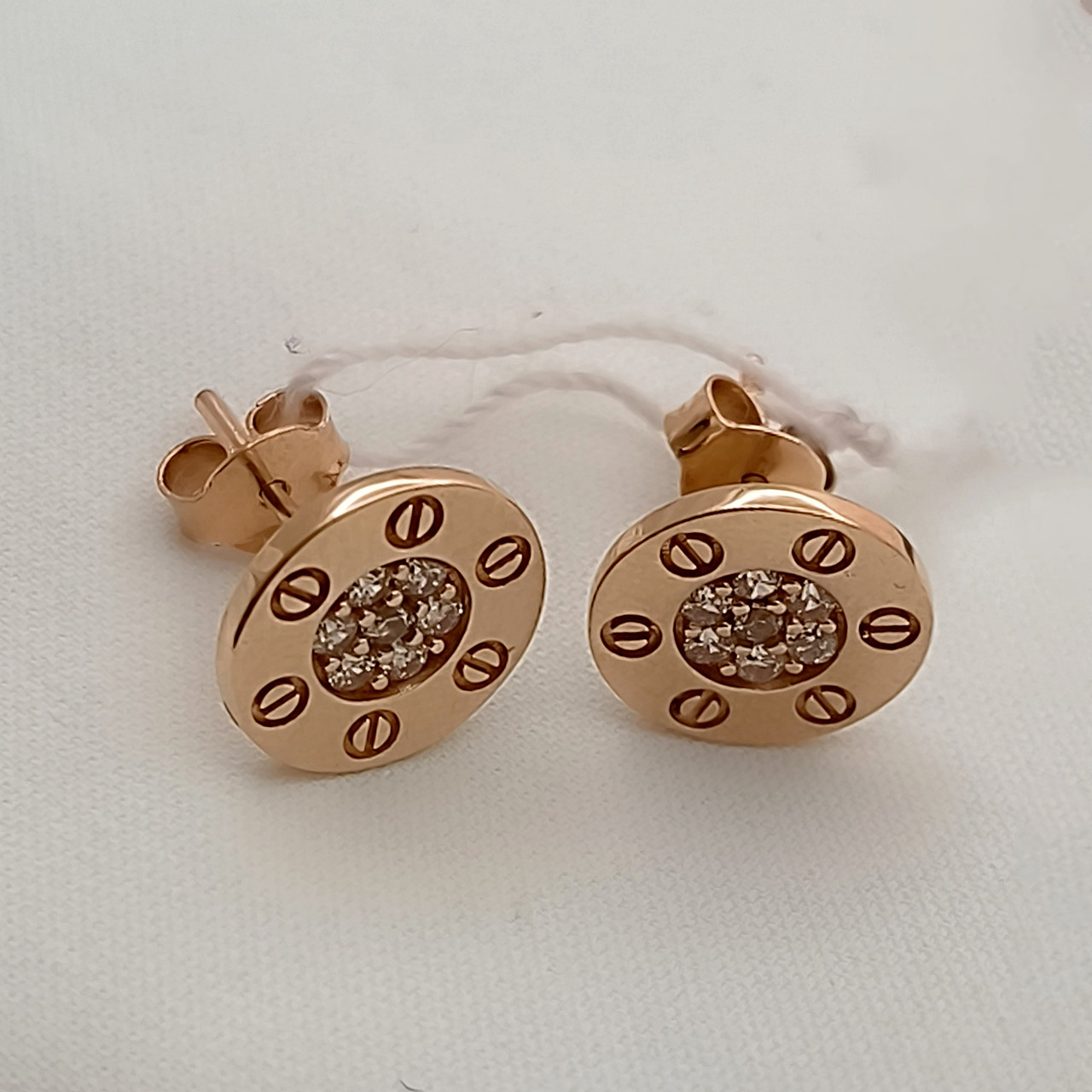 Золоті сережки гвоздики 585 проби зі вставками цирконію