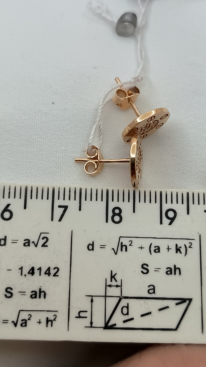 Золоті сережки гвоздики 585 проби зі вставками цирконію - Зображення 2