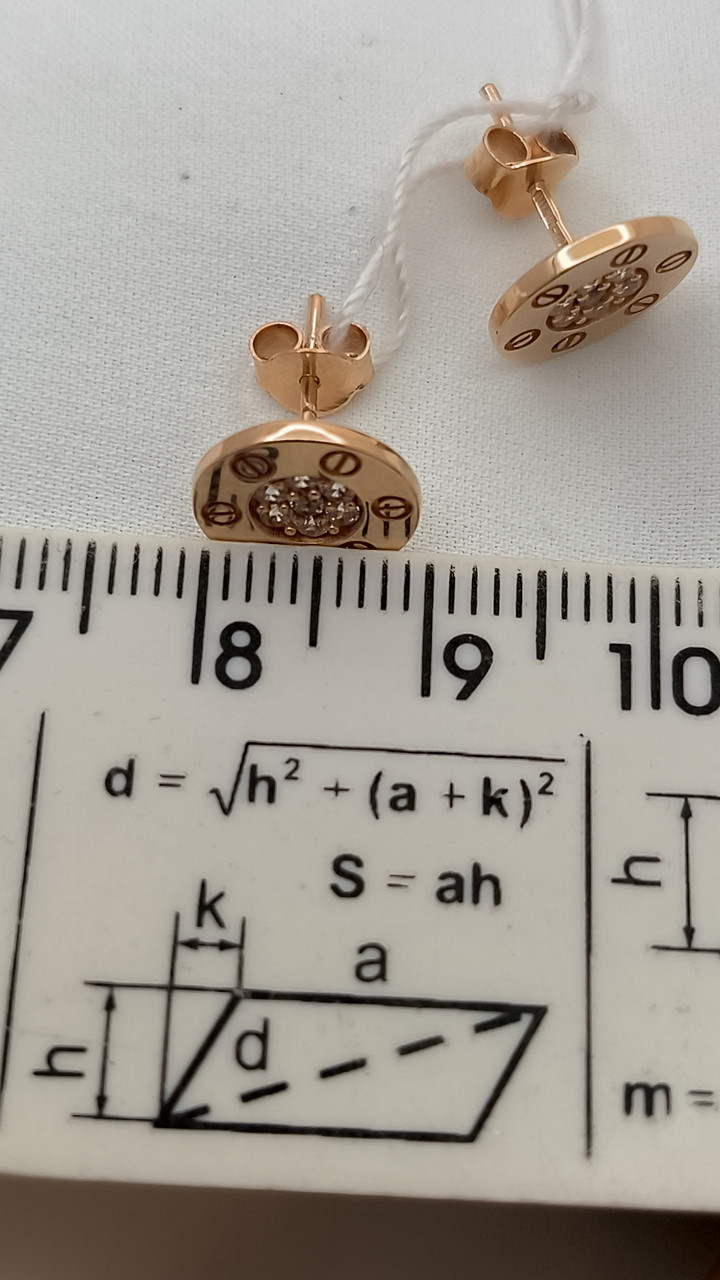 Золоті сережки гвоздики 585 проби зі вставками цирконію - Зображення 3