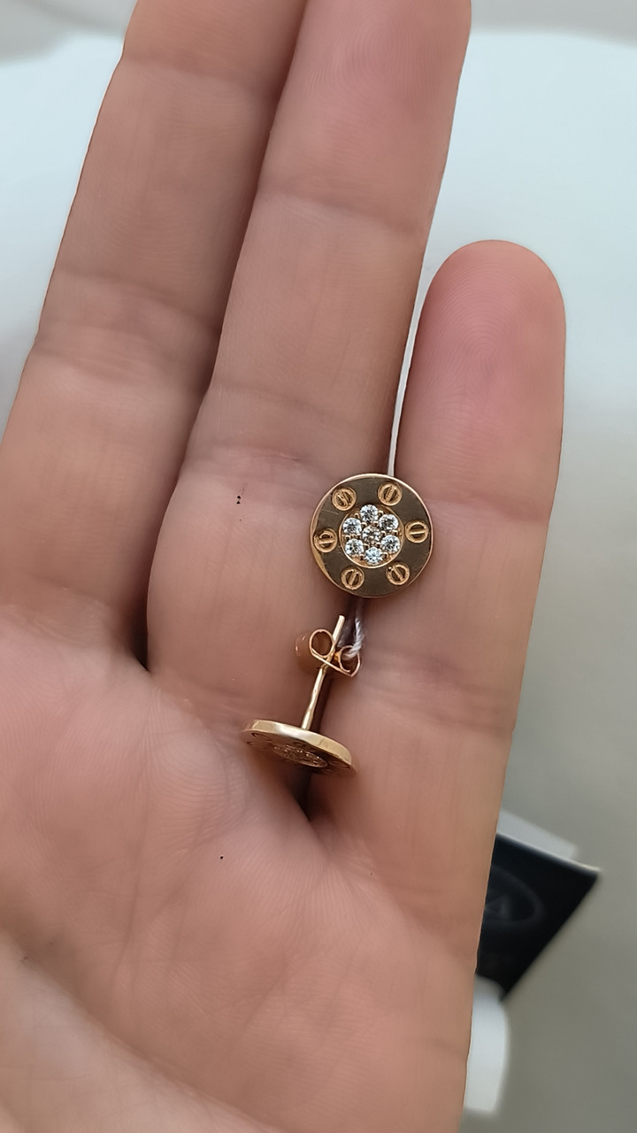Золоті сережки гвоздики 585 проби зі вставками цирконію - Зображення 4